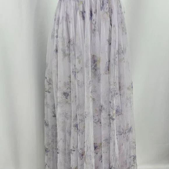 Dessy Collection Purple Floral Corset Strapless Chiffon Maxi Dress Size 4R NWOT - Picture 14 of 14